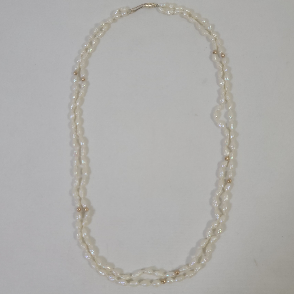 Vintage IPS Freshwater Rice Pearls 14k Clasp Beaded Necklace
